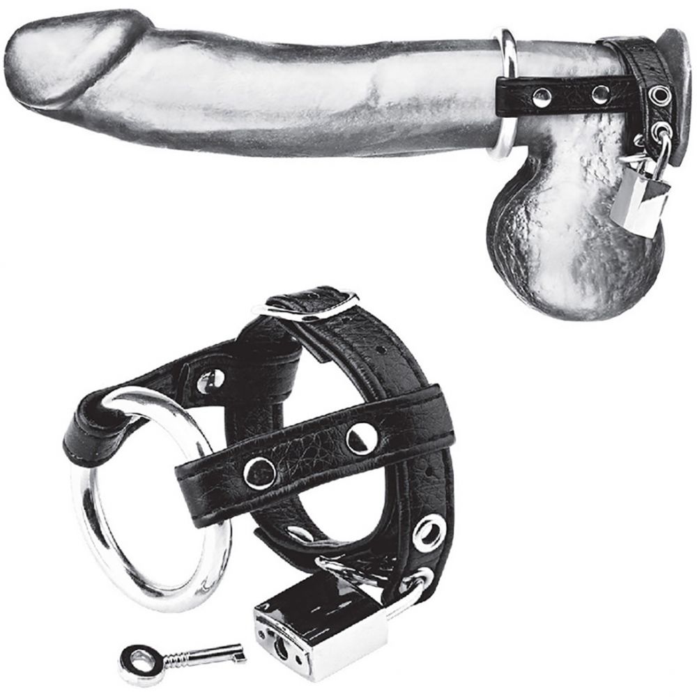 Утяжка на пенис «Duo Cock And Ball Lock», цвет черный, BlueLine BLM3050, диаметр 4 см.