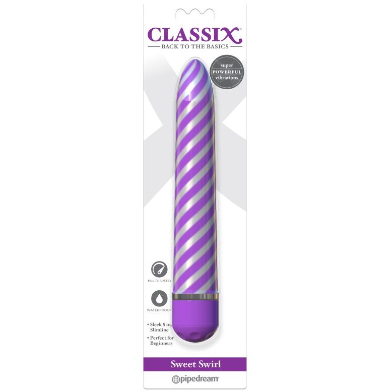 Гладкий классический вибратор Classix «Sweet Swirl Vibrator», цвет фиолетовый, PipeDream 1985-12 PD, длина 21.3 см.