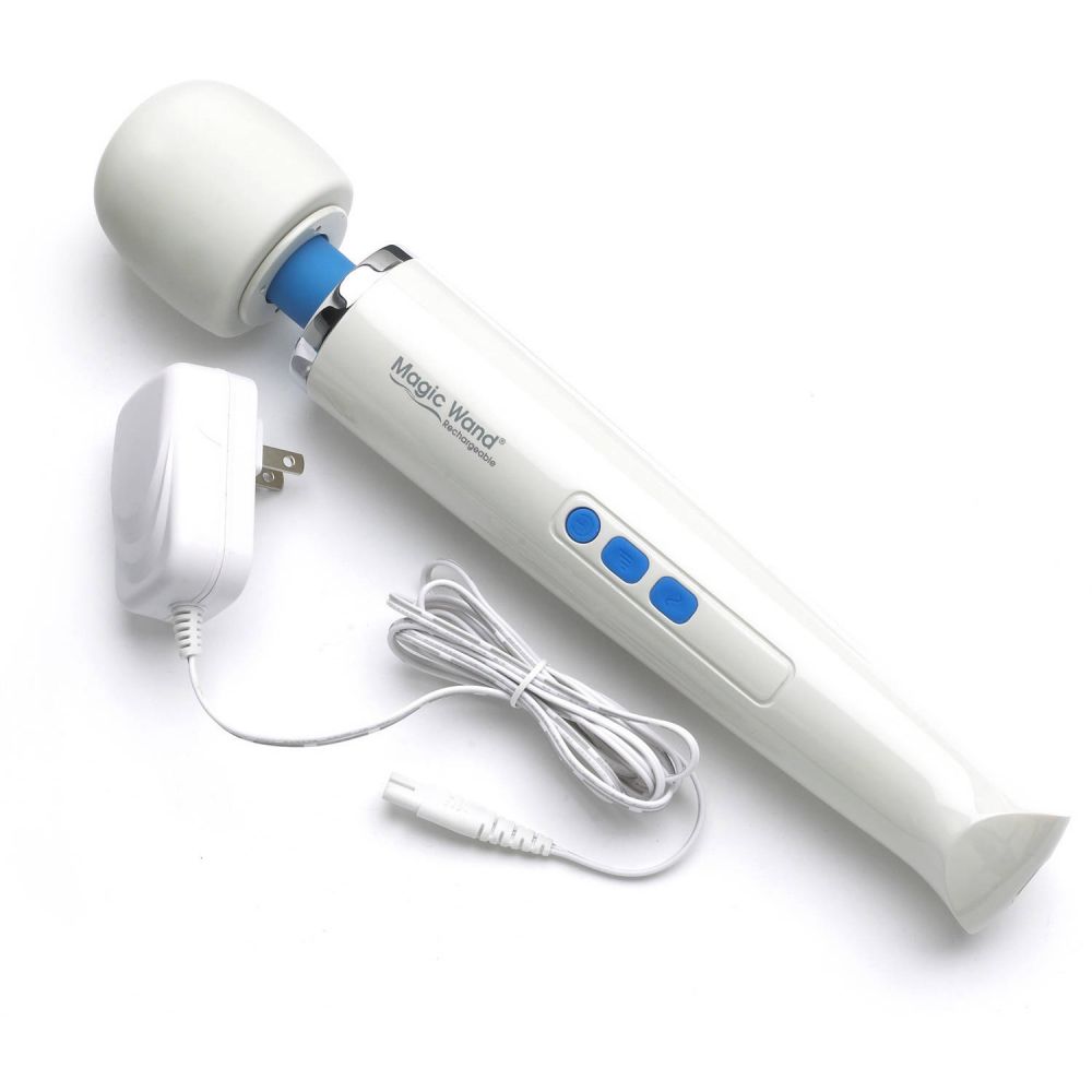 Перезаряжаемый женский вибратор «Magic Wand Rechargeable HV-270», цвет белый, ABX1024HV270, длина 32.5 см.