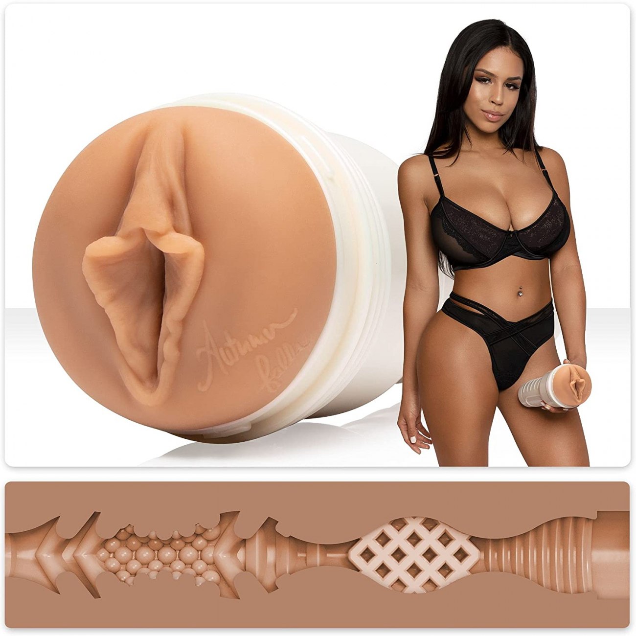 Мастурбатор вагина в колбе «Autumn Falls Cream Signature», цвет телесный, FleshLight 810476011741, длина 25 см.