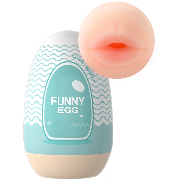 Мастурбатор-яйцо «Funny Egg» ротик, голубой, Eroticon 92373-5, длина 9 см.