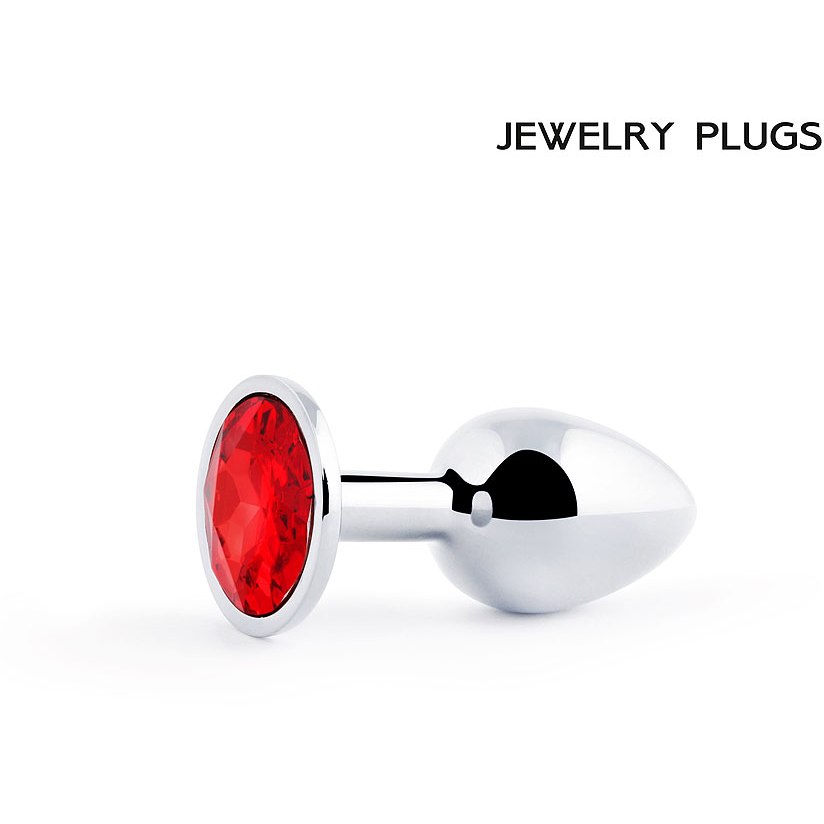 Втулка анальная «Silver Plug Small», цвет кристалла рубиновый, Anal Jewerly Plug SS-14, длина 7.2 см.