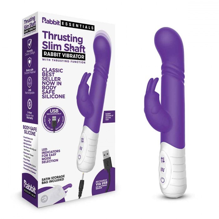 Небольшой тонкий фиолетовый массажер для G-точки «Slim Shaft Thrusting G-spot», Rabbit Essentials RR-012-PUR