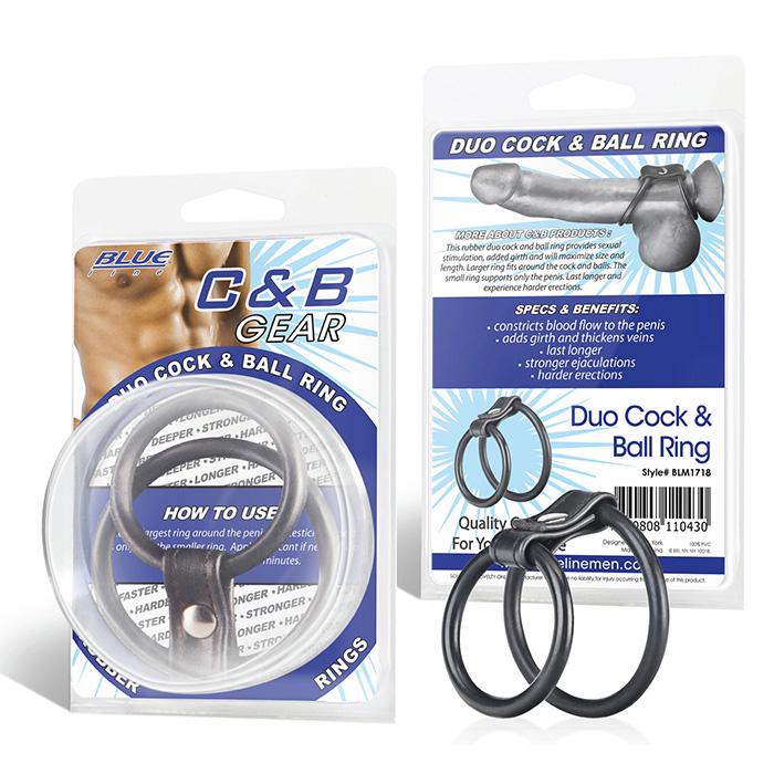 BlueLine «Duo Cock & Ball Ring» двойное эрекционное кольцо на пенис и мошонку, BLM1718, диаметр 4 см.