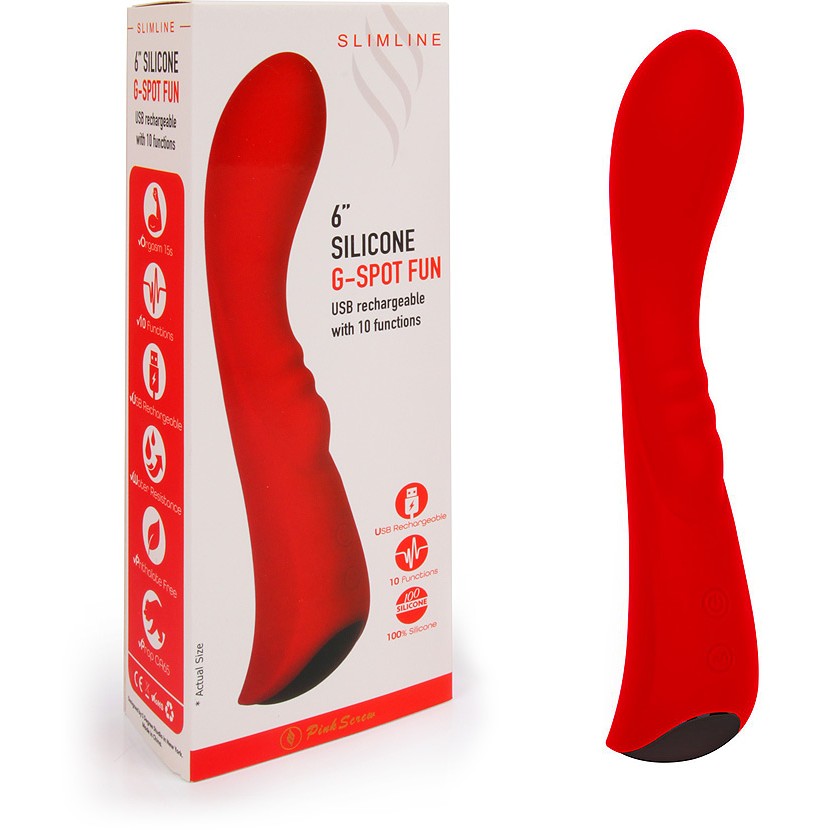 Красный вибромассажер «6 Silicone G-Spot Fun», Erokay MK-8601 RED, длина 19.1 см.