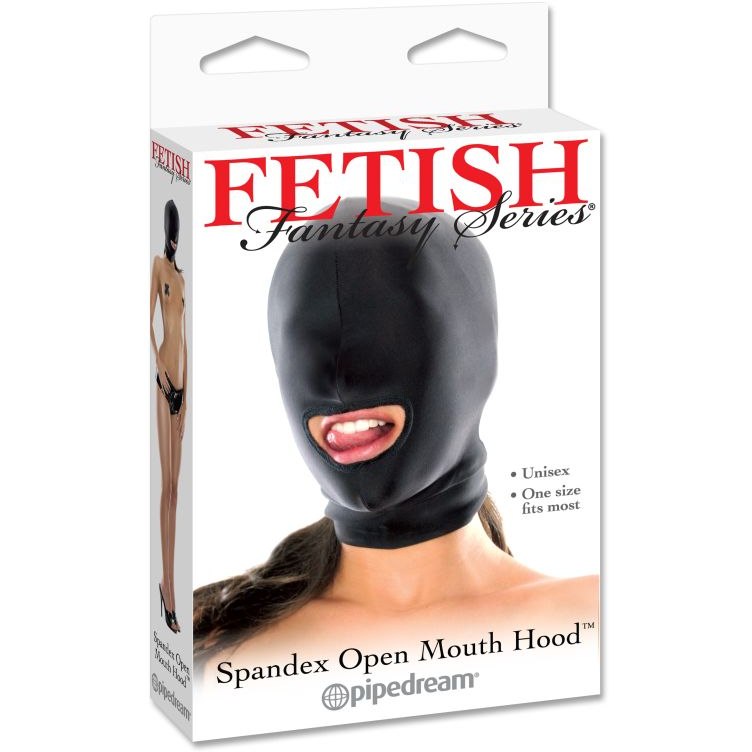 Маска с отверстием для рта «Spandex Open Mouth Hood» из серии Fetish Fantasy Series от PipeDream, цвет черный, размер OS, PD3855-02, One Size (Р 42-48)