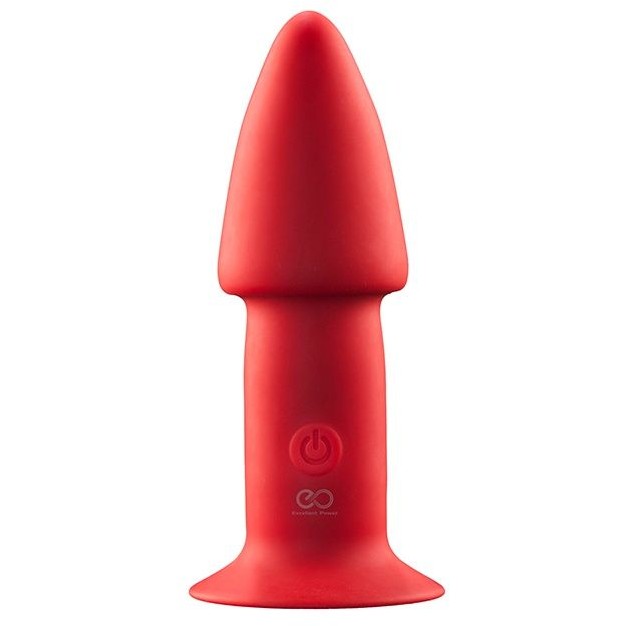 Конический анальный вибромассажер «One Touch Rechargeable Silicone Butt Plug 5inch», цвет красный, NMC 111787, длина 12.7 см.