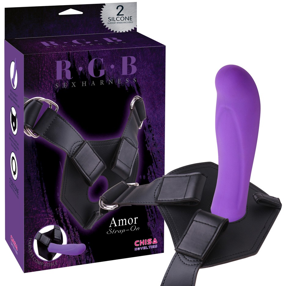 Страпон «Amor Strap-On», цвет фиолетовый, на удобном поясе, CN-522033976, длина 14 см.