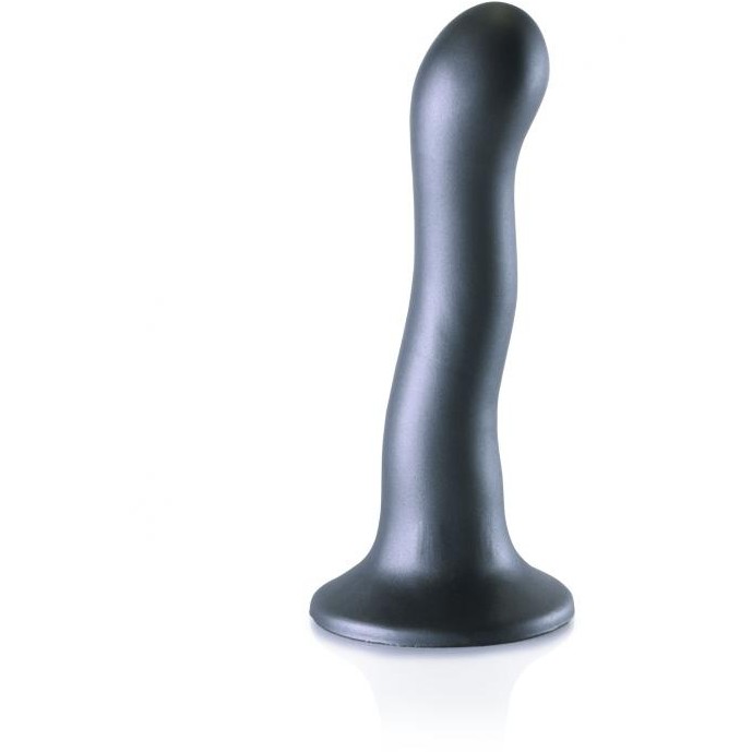 Фаллоимитатор с изгибом «Ultra Soft Silicone Curvy G-Spot Dildo» для точки G, цвет серый, силикон, Shots Media OU818GUN, длина 18 см.