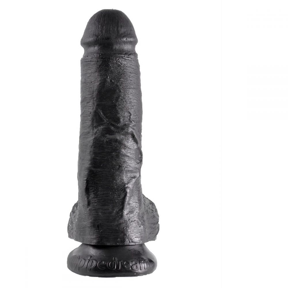 Фаллоимитатор реалистичной формы «8 Cock with Balls» из серии King Cock от PipeDream, цвет черный, PD5507-23, длина 21.3 см.