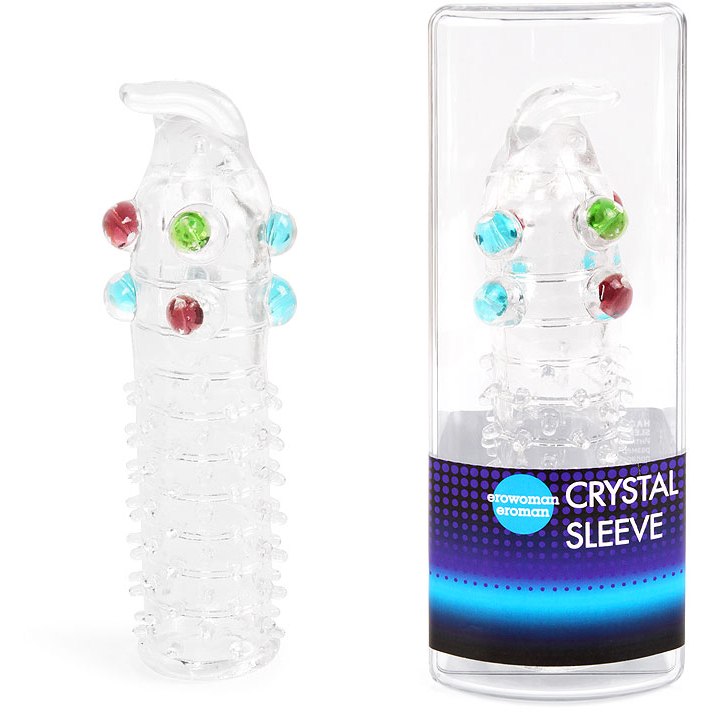 Насадка закрытая «Crystal Sleeve» пупырышки и шарики, EE-10011, длина 12 см.