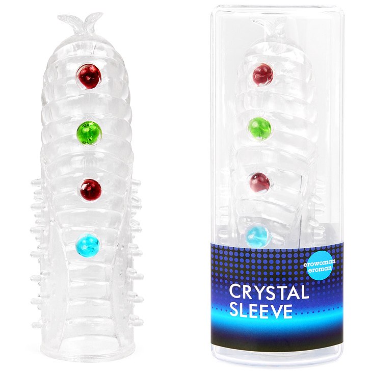 Насадка закрытая «Crystal Sleeve» шарики и усики, EE-10106, длина 14 см.