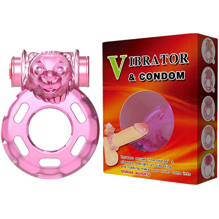 Эрекционное виброкольцо «Pink bear», Baile BI-010084, длина 5 см.