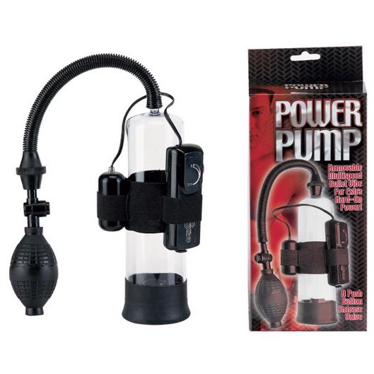 Вакуумная помпа с вибратором «Power Pump» от компании Dream Toys, цвет черный, 06-050 BX GP, длина 20.3 см.