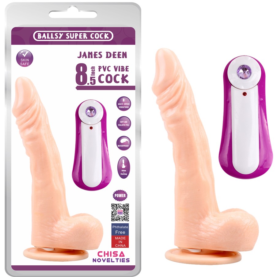 Вибратор реалистичный «JAMES DEEN 8.5 Vibrating Dildo», цвет телесный, Chisa Novelties CN-111810916, длина 21.5 см.